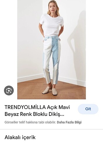 Trendyol & Milla Açık mavi- beyaz yüksek bel mom jeans 100% pamuklu pantolon 