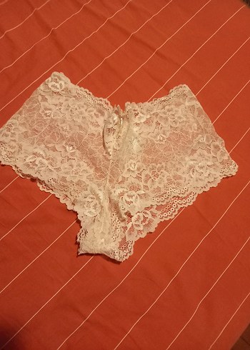 40 Beden Beyaz Vintage Dantel Mini Kadın İç Çamaşırı