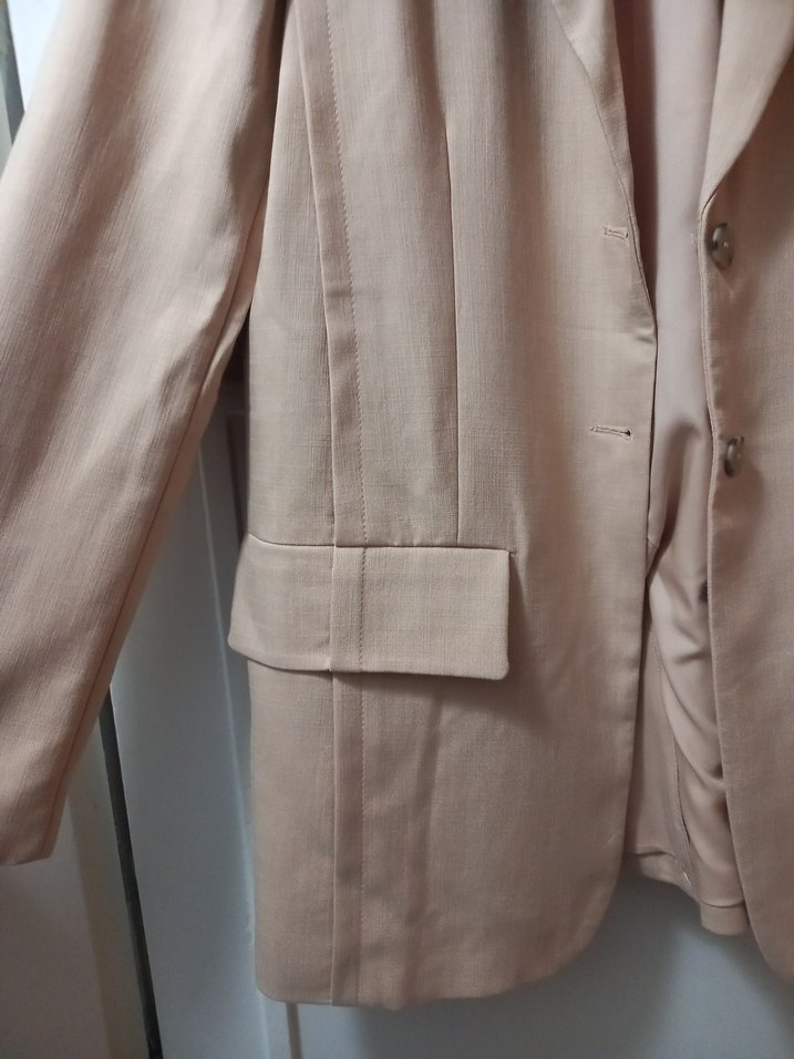 Bej Düğmeli Kadın Blazer Ceket - Görsel 4