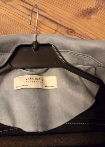 Kadın acik mavi nubuk  Deri Kemerli Kısa Ceket - Görsel 5