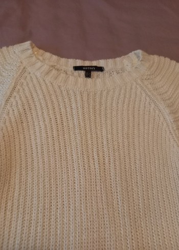 Beyaz Kadın Triko Uzun Kollu Kazak - Görsel 2