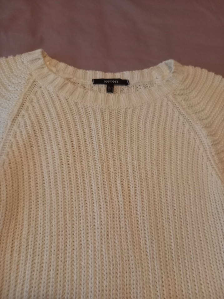 Beyaz Kadın Triko Uzun Kollu Kazak - Görsel 2