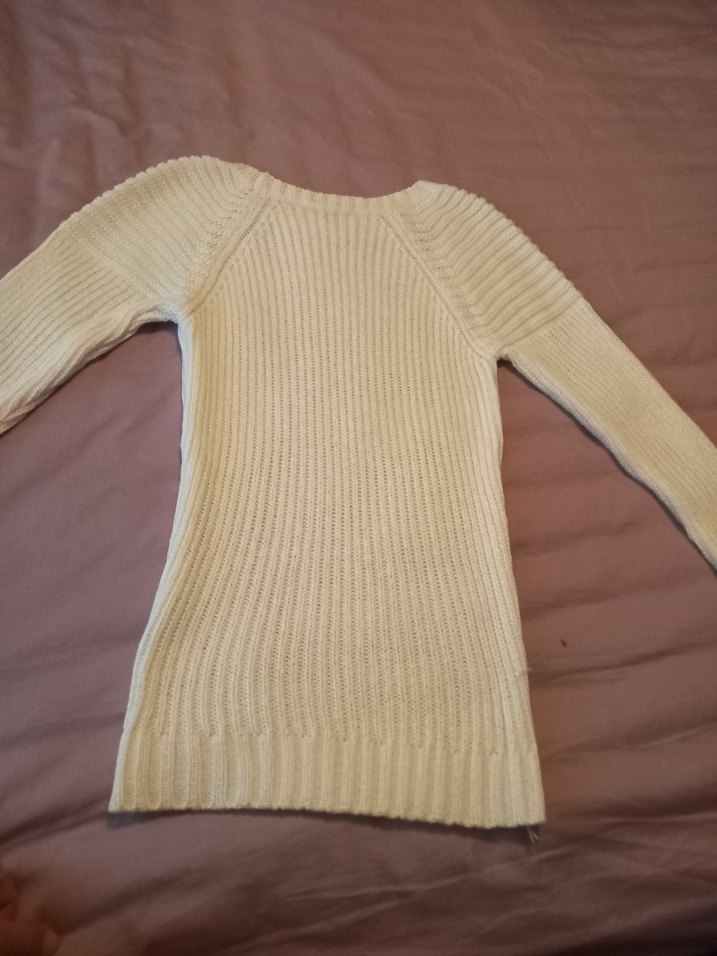 Beyaz Kadın Triko Uzun Kollu Kazak - Görsel 4