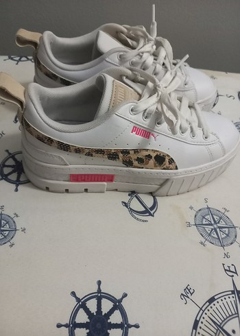 Beyaz Platform Topuklu Bağcıklı Kadın Spor Ayakkabı - Görsel 2