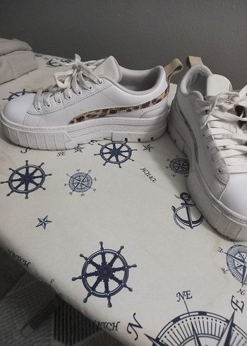 Beyaz Platform Topuklu Bağcıklı Kadın Spor Ayakkabı - Görsel 5