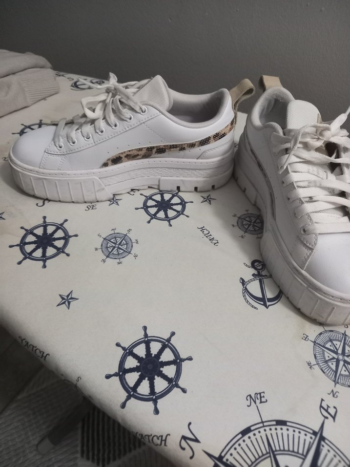 Beyaz Platform Topuklu Bağcıklı Kadın Spor Ayakkabı - Görsel 5