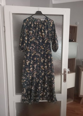 Çiçek Desenli Uzun Bohem Kadın Elbise - Görsel 7