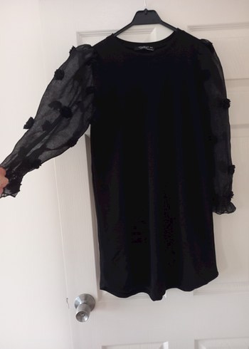 Diğer Uzun Kollu Siyah Gotik Midi Tunik