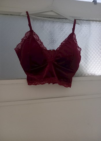 Bordo Dantel Detaylı Gotik Bralet