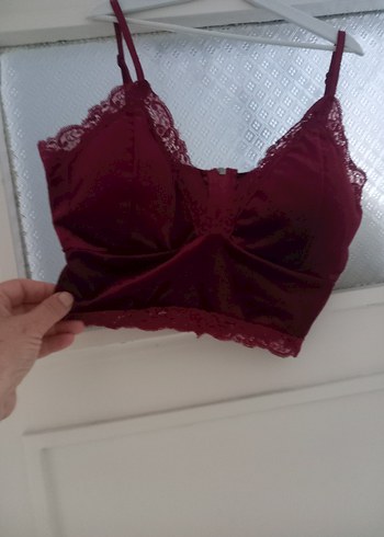m Beden Bordo Dantel Detaylı Gotik Bralet