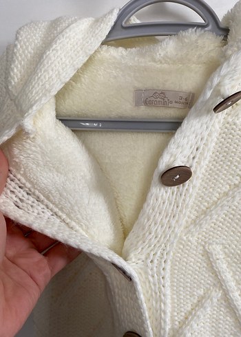 Beyaz Örgü Bebek Tulumu Kapüşonlu - Görsel 2