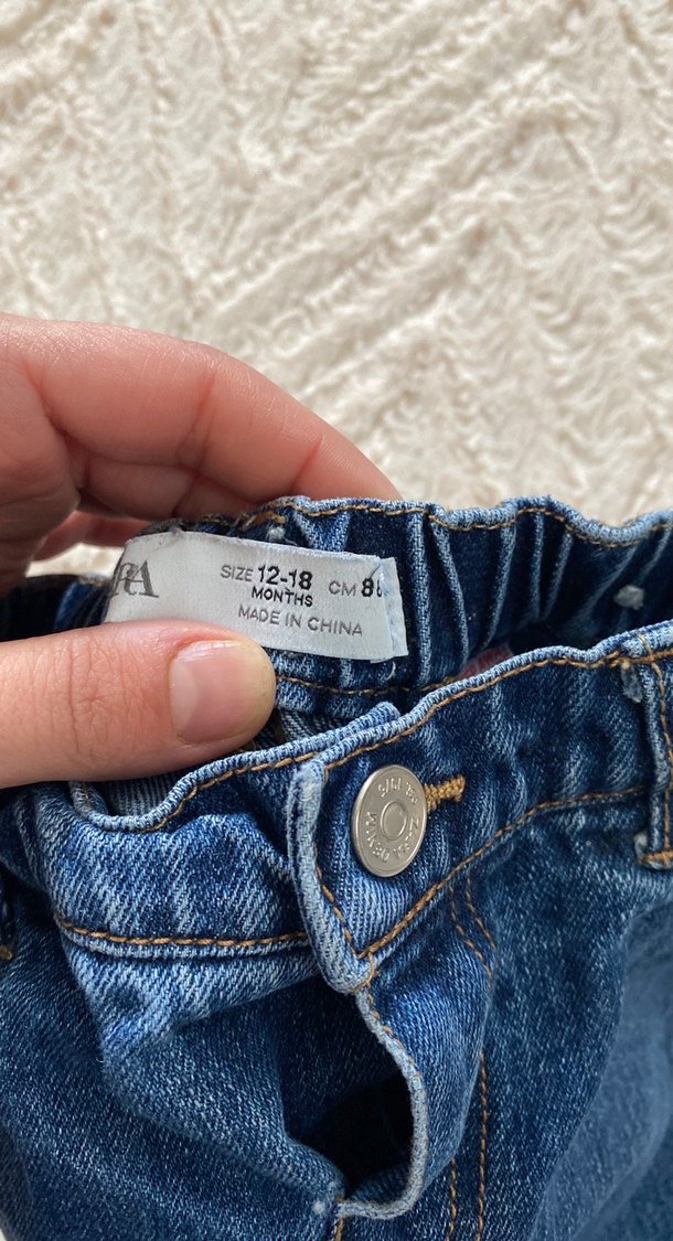 Erkek Çocuk Düğmeli Mavi Denim Pantolon - Görsel 3