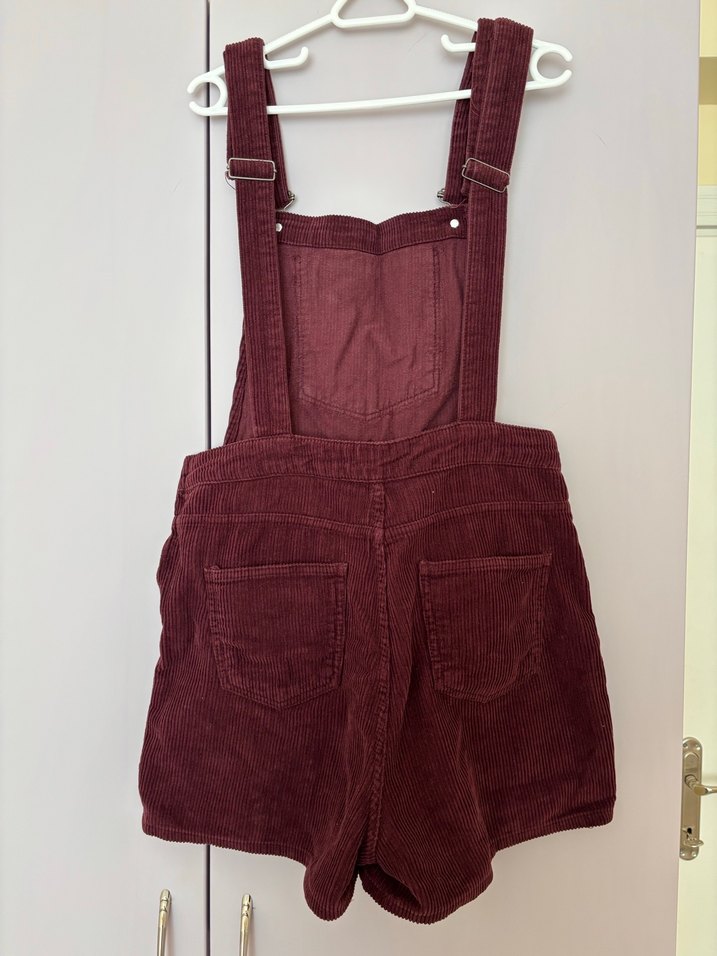 Bordo Kadın Kısa Askılı Tulum - Görsel 2