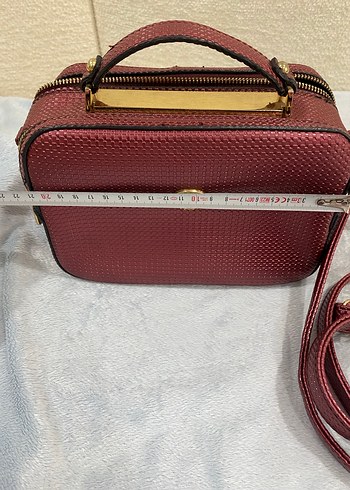 Bordo Deri Yılan Desenli Kadın Çanta - Görsel 5