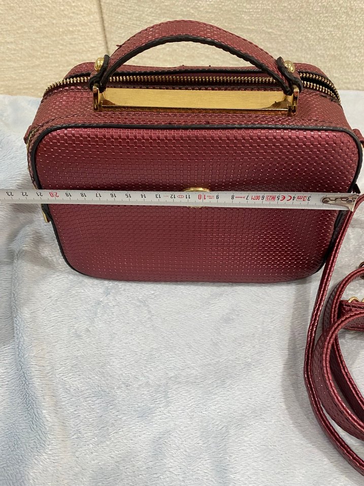 Bordo Deri Yılan Desenli Kadın Çanta - Görsel 5