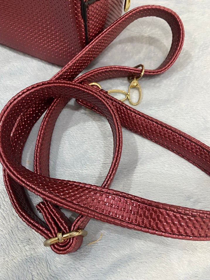 Bordo Deri Yılan Desenli Kadın Çanta - Görsel 4