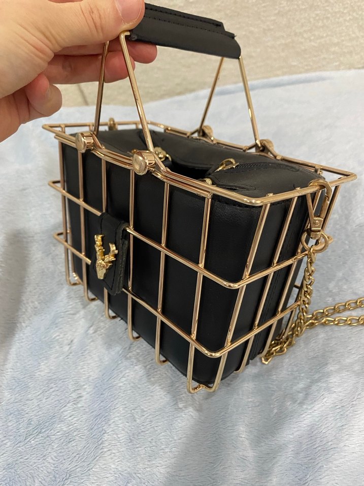 Zincir Detaylı Siyah Deri Kadın Çanta - Görsel 2