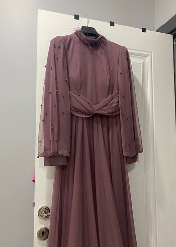 Kadın Mor Uzun Abiye Elbise - Görsel 4