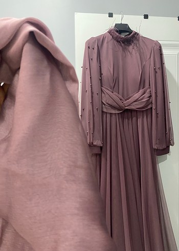 Kadın Mor Uzun Abiye Elbise - Görsel 2