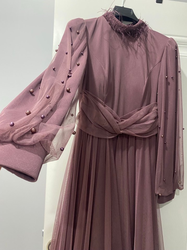 Kadın Mor Uzun Abiye Elbise - Görsel 3