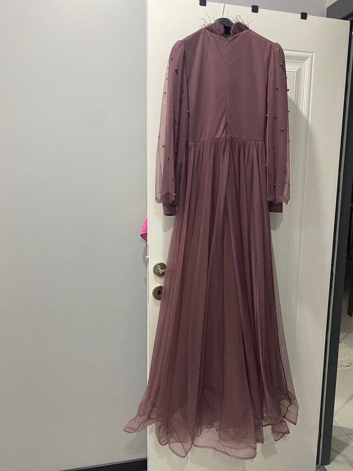 Kadın Mor Uzun Abiye Elbise - Görsel 5