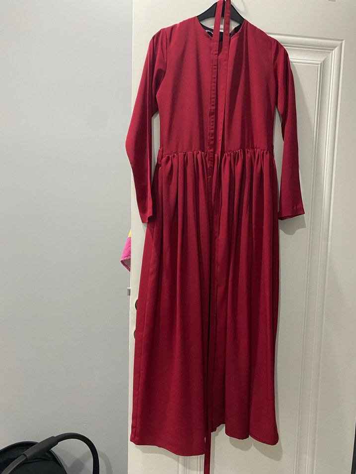 Kırmızı Uzun Salaş Elbise - Görsel 2