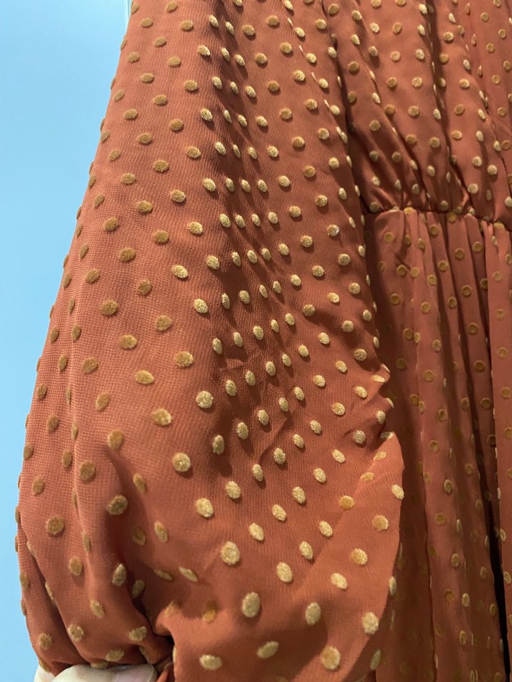 Kiremit Uzun Pileli Bohem Elbise - Görsel 3