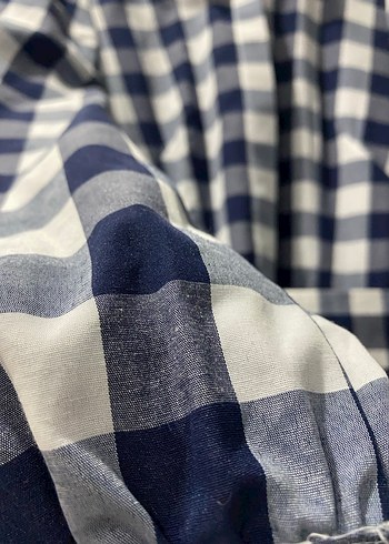 Ekose Desenli Uzun Mavi Kadın Elbise - Görsel 2