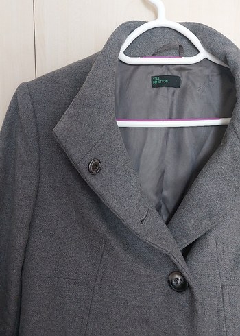 Gri Düğmeli Midi Boy Kadın Kaban - Görsel 2