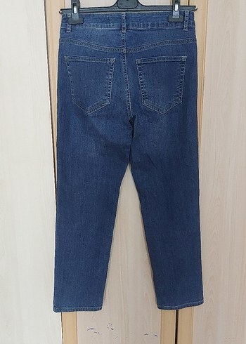 Kadın Mavi Denim Midi Boy Rahat Kesim Jean - Görsel 3