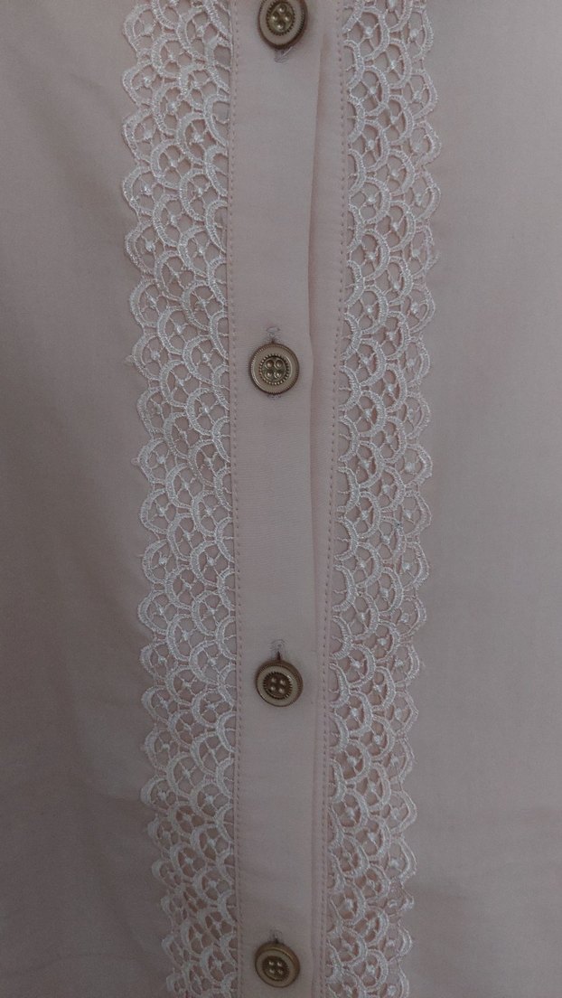 Pudra Pembe Düğmeli Kadın Uzun Kollu Gömlek - Görsel 3