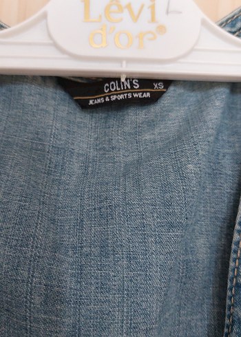 Mavi Kot Midi Elbise - Görsel 3