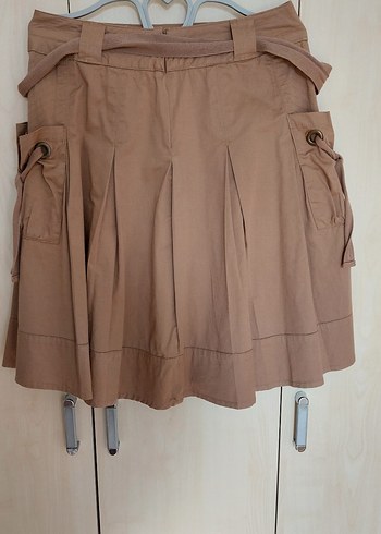 Bej Pilili Kısa Etek - Görsel 4