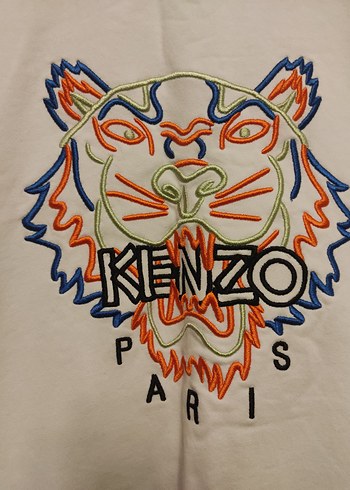 Kenzo Beyaz Renkli Baskılı Kedi orjinal - Görsel 2