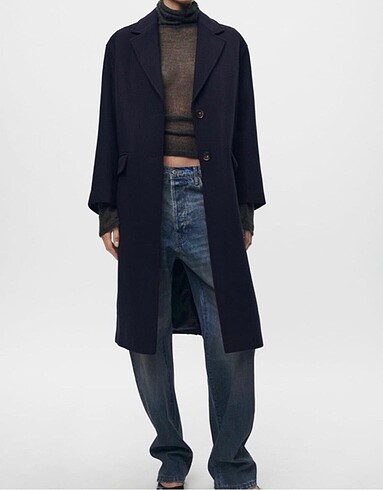 m Beden lacivert Renk Zara lacivert oversize uzun kaban