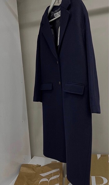 Zara Zara lacivert oversize uzun kaban