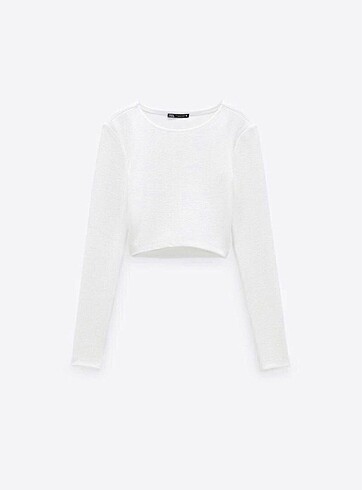 s Beden Zara fitilli pamuklu crop bluz