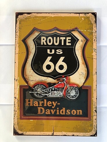 ROUTE US 66 & HARLEY DAVIDSON - AHŞAP PANO