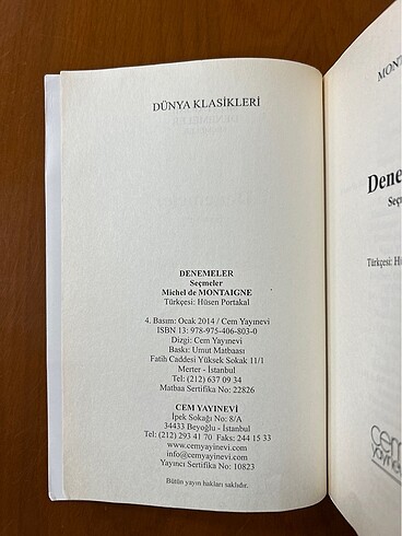 DENEMELER - MONTAIGNE - Görsel 2