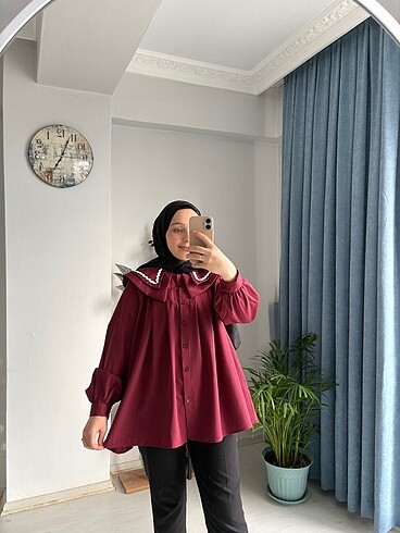 Poplin Kumaş Detaylı Bebe Yaka Gömlek