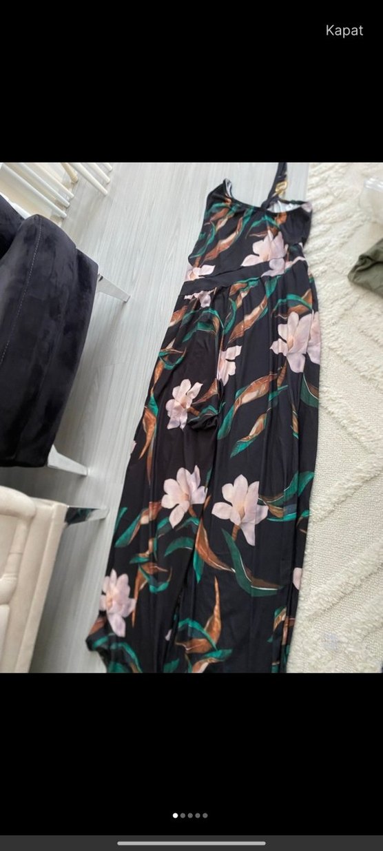 Bohem Çok Renkli Uzun Askılı Elbise - Görsel 4