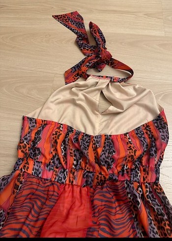 Renkli Bağcıklı Bohem Uzun Elbise - Görsel 3