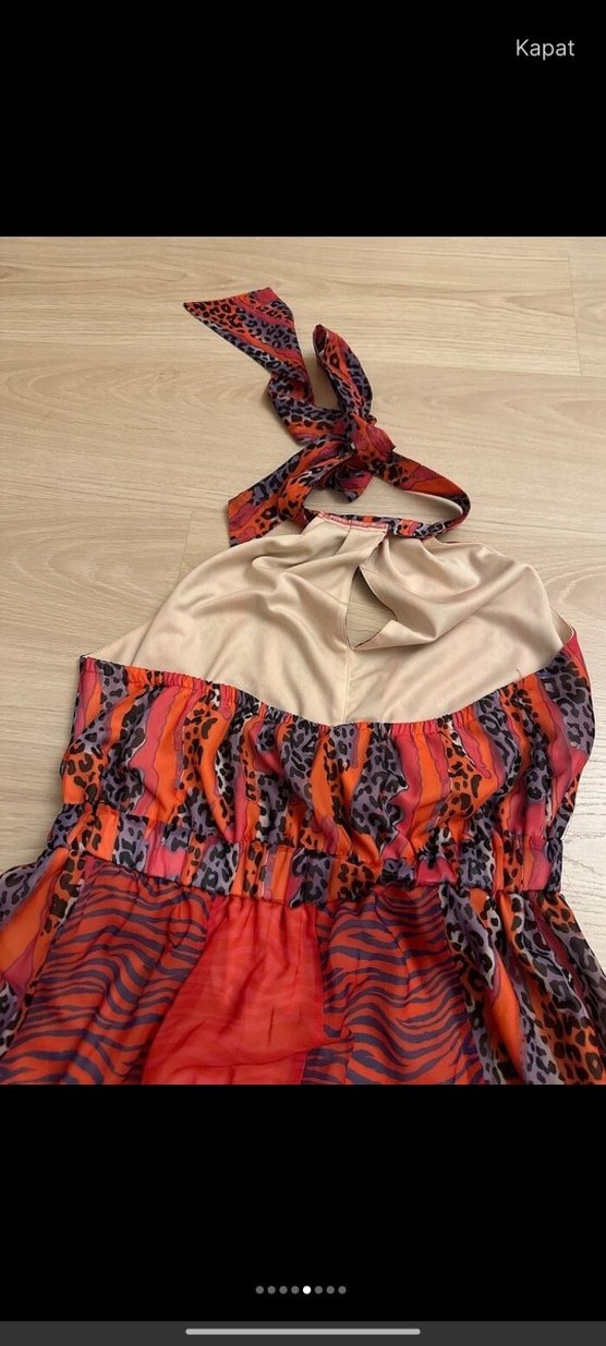 Renkli Bağcıklı Bohem Uzun Elbise - Görsel 3