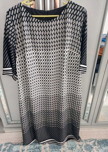 Zara Kadın Gri Midi Elbise, Kısa Kollu, Salaş Kesim