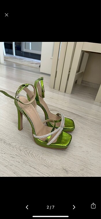 36 Beden yeşil Renk Luvishoes para desenli yeşil topuklu ayakkabı