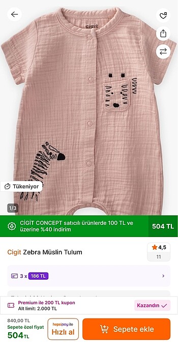 9 Ay Beden Bebek müslin tulum