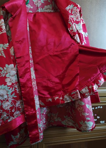 Desenli Kırmızı Vintage Kadın Pijama Üstü - Görsel 2