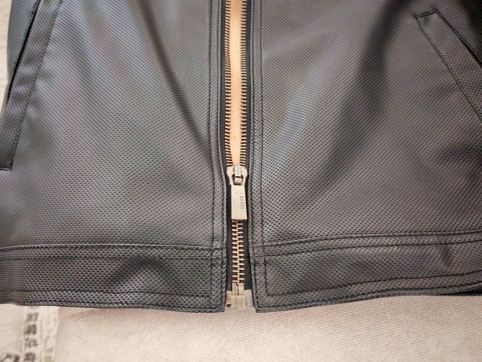 Siyah Deri Biker Ceket, Fermuarlı, Uzun Kollu - Görsel 4