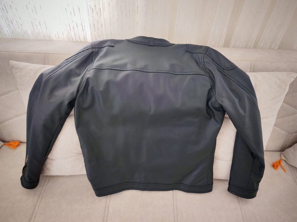 Siyah Deri Biker Ceket, Fermuarlı, Uzun Kollu - Görsel 2