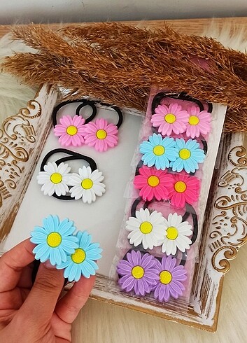  Beden çeşitli Renk papatya lastikli toka 